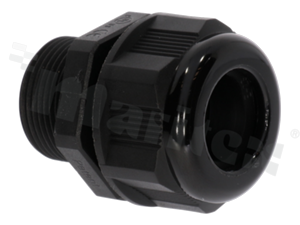 Cabel gland M25; nylon; M25x1.5 13-18mm; flat O-ring; thread lenght 15mm; black