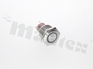 Push button switch; monostable; 22mm; solder terminals; stainless steel; green ring and power simbol illumination; IP65.