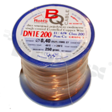 Insulated winding wire; with one layer of enamel insulation; diameter 0.40mm; SWG 27; -65+200 deg.C; 230m; 250g.