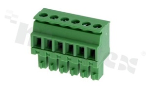Listwa zaciskowa rozłączalna; w rastrze 3.81mm; 6-torowa; żeńska; na przewód 1.5mm2 (28-16AWG); kierunek wtykania prostopadły do osi przewodów; styki z fosforobrązu; mosiężna klatka; UL 300V/8A