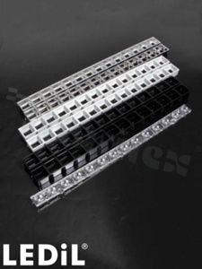 Odbłyśnik for LED; Number of LEDs: 14; Dimensions: 280X21mm; Height: 13.3mm; meterial: PC; Fastening: pin; screw; snaps