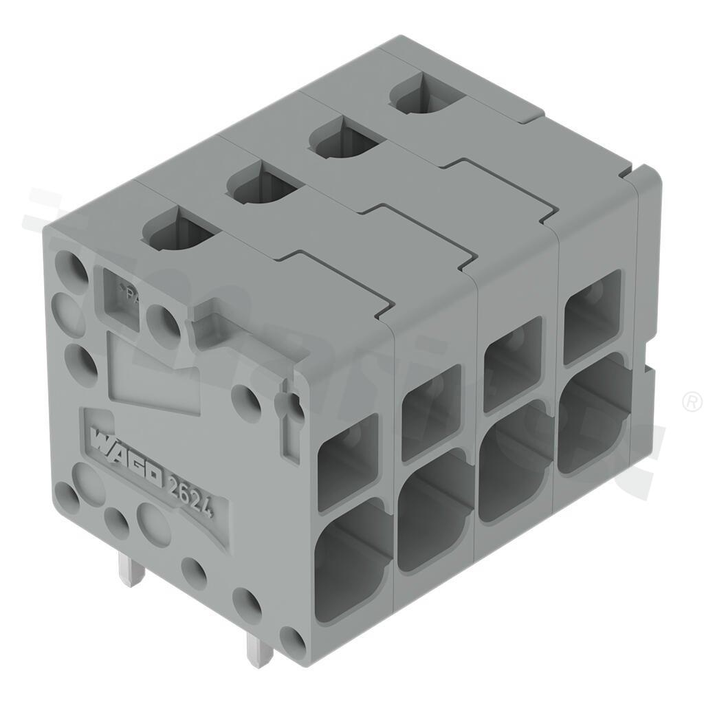Listwa zaciskowa do PCB; przewód-płytka; na przewód 0.2 - 6.0 mm2 (24-10AWG); raster 5.0 mm; 5-torowa.; Push-in; szary; 300V/26A