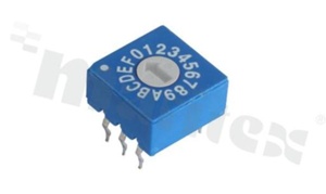 Rotary switch; 16 positions for BCD code; 10x10mm; horizontal; flat type; THT.