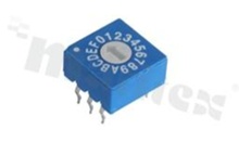 Rotary switch; 16 positions for BCD code; 10x10mm; horizontal; flat type; THT.