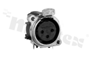 Connector: XLR; socket; female; 6A; 133V; PIN: 3; angled 90st.; THT