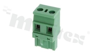 Pluggable terminal block; 7.62mm pitch; 2-ways; female; for wire 2.50mm2(28-12 AWG); wire insertion direction 90° to plug-in direction; p.bronze contacts; brass cage; UL 300V/15A TUV 400V/10A