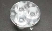 Lens for LED high power; angle: 34 degrees FWHM; Number of LEDs: 3; Dimensions: round 35mm; Height: 15mm; meterial: PMMA; Fastening: glue; pin