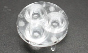 Lens for LED high power; angle: 34 degrees FWHM; Number of LEDs: 3; Dimensions: round 35mm; Height: 15mm; meterial: PMMA; Fastening: glue; pin