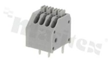 Listwa zaciskowa do PCB; w rastrze 2.50mm; 4-torowa; skośne wejście przewodu; na przewód 0.2-05mm2 (24-20 AWG); ze stykiem sprężynowym; szara; UL 250V/2A, TUV 250V/2A