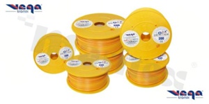 Przewód pojedynczy LGY/H05V-K; z wielodrutową miedzianą żyłą; żółty/pomarańczowy; przekrój 0.35mm2; AWG 22; 500V; -40+105 st.C; 200m.