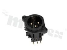 Gniazdo typu XLR; 3 piny; męskie; złocone kontakty