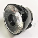 Soczewka do diod LED high power; kąt rozsyłu: 10 do 18 stopni FWHM; ilość diod: 1; rozmiar: okrąg 38mm; wysokość: 24.1mm; rodzaj materiału: PMMA; PC; sposób mocowania: taśma; kołek