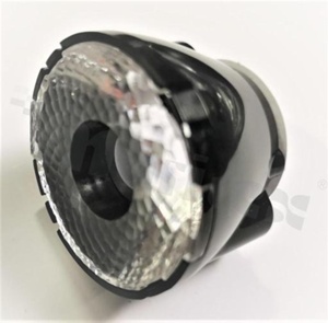 Lens for LED high power; angle: 10 to 18 degrees FWHM; Number of LEDs: 1; Dimensions: round 38mm; Height: 24.1mm; meterial: PMMA; PC; Fastening: tape; pin
