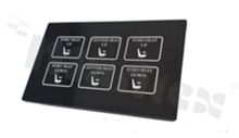 Panel piezoelektryczny SIX PACK; 2x3 pozycji; aluminiowy front; rozwiązanie przeznaczone do pełnej personalizacji produktu. 