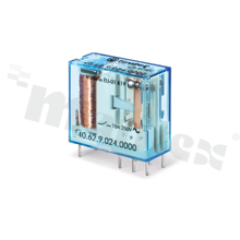 Electromagnetic relay; contact rating current 10A; coil voltage 24VDC; 2 changeover contact (2C); coil power 0.5W; 10A/250VAC,10A/24VDC; mounting: PCB, socket
