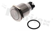 Push button switch; monostable; 25mm; solder terminals; stainless steel; silver button; IP67.