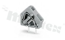 PCB terminal block; in 5.0/5.08mm raster; 1-track; oblique entry; for 0.08-2.50mm2 (28-12 AWG) wire; with spring contact; grey; UL: 300V/15A