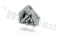 Listwa zaciskowa do PCB; w rastrze 5.0/5.08mm; 1-torowa; skośne wejście przewodu; na przewód 0.08-2.50mm2 (28-12 AWG); ze stykiem sprężynowym; szara; UL: 300V/15A