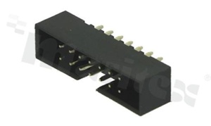 Full shrouded header for PCB; pitch 2.00mm; 14-contacts; THT; male; top entry