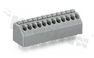 Listwa zaciskowa do PCB; w rastrze 3.50mm; 8-torowa; przycisk; na przewód 0.20-1.50mm2 (24-16 AWG); ze stykiem sprężynowym; szara; UL: 300V/8A
