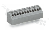 Listwa zaciskowa do PCB; w rastrze 3.50mm; 8-torowa; przycisk; na przewód 0.20-1.50mm2 (24-16 AWG); ze stykiem sprężynowym; szara; UL: 300V/8A