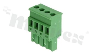 Listwa zaciskowa rozłączalna; w rastrze 5.00mm; 4-torowa; żeńska; na przewód 2.50mm2 (28-12AWG); kierunek wtykania prostopadły do osi przewodów; styki z fosforobrązu; mosiężna klatka; UL 300V/15A