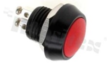 Push button switch; monostable; 12mm; screw terminals; aluminium; red button; IP65