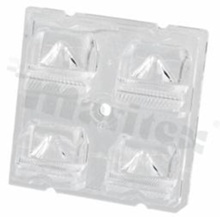Lens for LED high power; angle: asymmetric; Number of LEDs: 4; Dimensions: 50x50mm; Height: 10.2mm; meterial: PMMA; Fastening: screw