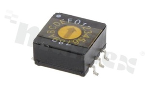 Rotary switch; 16 positions for BCD code; 10x10mm; horizontal; flat type; SMD.