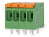 PCB terminal block; pitch 5.00mm; 4-ways; range wire 4.0mm2 (AWG 24-12); spring-loaded; green; UL 300V/20A