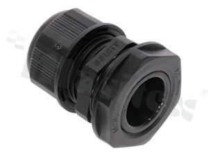 Cable gland M20; nylon; M20x1.5 5-9mm; flat O-ring; with lock nut; black; for wrench 22