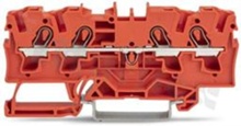Złączka instalacyjna; 1-poziomowa; przelotowa; 4-zaciskowa na przewód 0.5-6.0mm2 (20-10AWG); ze stykiem sprężynowym; pomarańczowy; na szynę DIN; 600V/30A