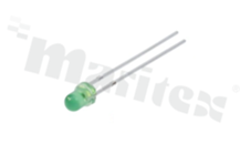 LED; THT; 3mm; zielony; 0.7-2 mcd/2mA; typ. 568 nm; 60 stopni; soczewka zielona dyfuzyjna