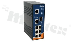 Switch przemysłowy zarządzalny; 8 portów 10/100Base-T(X) RJ45; temp. pracy: -40+70 st.C; zasilanie redundantne 12...48VDC; montaż na szynie DIN