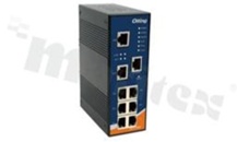 Switch przemysłowy zarządzalny; 8 portów 10/100Base-T(X) RJ45; temp. pracy: -40+70 st.C; zasilanie redundantne 12...48VDC; montaż na szynie DIN