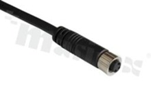 Wtyk M8; bez klucza pozycjonującego; 4-stykowy; żeński; 3A; prosty; z odgiętką; zakończony kablem o długości 1m; IP67