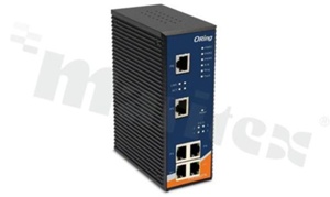 Switch przemysłowy PoE; zarządzalny; 4 porty 10/100Base-T(X) RJ45 PoE i 2 porty 10/100Base-T(X) RJ45; temp. pracy: -40+70 st.C; zasilanie redundantne 48VDC; montaż na szynie DIN