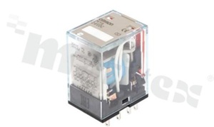 Przekaźnik elektromagnetyczny; prąd znamionowy 3A; napięcie cewki 24VDC; poczwórne styki przełączne (4PDT); moc cewki 0,9W; 3A/VDC, 3A/220VAC