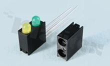 Podstawka pod 2 diody LED; kątowa; średnica LED 3.0mm; czarna