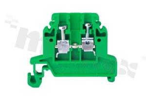 Installation terminal block; 1-level; 2-contacts; for wire 0,5-2,5mm2; screw terminal; green; Din rail; 690V/24A