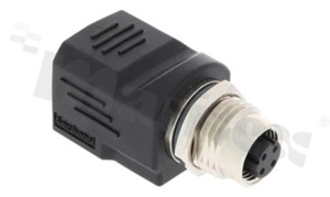 Amphenol Adapter RJ/M12; Cat 5E; straight; RJ: shielded; 8pins; IP65; M12: 4pins; D code; female; IP68