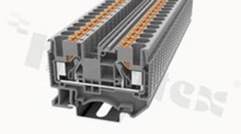 Installation terminal block; 1-level; through; 2-contacts for wire 0.5-10.0mm2 (20-8AWG); spring-loaded; blue; for DIN rail; 600V/50A