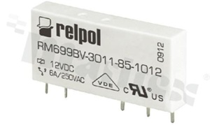 Przekaźnik elektromagnetyczny; prąd znamionowy 6A; napięcie cewki 5VDC; pojedynczy styk przełączny (1P); 6A/24VDC; 6A/250VAC