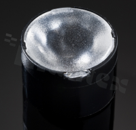 Soczewka do diod LED high power; kąt rozsyłu: 36 do 48 stopni FWHM; ilość diod: 1; rozmiar: okrąg 22mm; wysokość: 14.7mm; rodzaj materiału: PMMA; PC; sposób mocowania: taśma