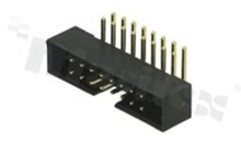 Full shrouded header for PCB; pitch 2.00mm; 16-contacts; THT; male; side entry