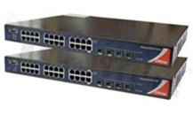 Switch przemysłowy Gigabit; zarządzalny; 22 porty 10/100/1000Base-T(X) RJ45; 2 porty Gigabit Combo RJ45/SFP i 2 porty 1000Base-X SFP; temp. pracy: -40+75 st.C; zasilanie redundantne 36...72VDC/100...240VAC; montaż RACK