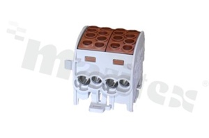 Złączka na szyne DIN; blok rozdzielczy odgałęźny;brązowy; jednobiegunowy;2x35mm2; Al/Cu;1000V AC/DC ;428A
