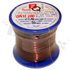 Insulated winding wire; with one layer of enamel insulation; diameter 1.90mm; SWG 15; -65+200 deg.C; 9.8m; 250g.