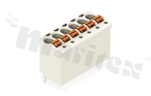 Listwa zaciskowa do PCB; w rastrze 3.50mm; 6-torowa; pionowe wejście przewodu; na przewód 1.50mm2 (24-14 AWG); ze stykiem sprężynowym; szara; UL: 300V/10A