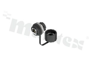 Gniazdo RJ45; montaż na panel; z kapturkiem; bagnetowy system zatrzaskowy IP67; 1;2A